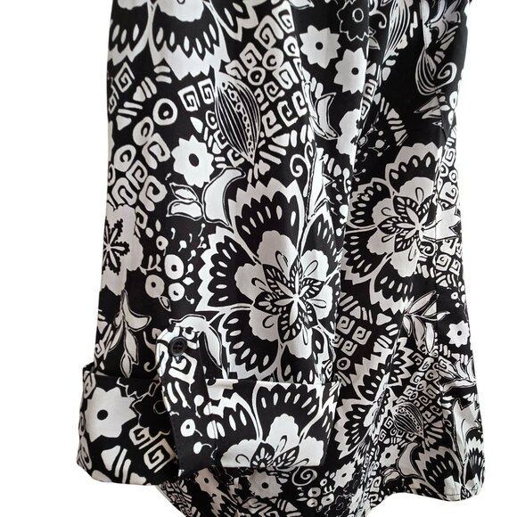 Black & White Floral Print Button-Up Blouse Womens Plus Size 3X 26/28 JJ4039 - Picture 4 of 5